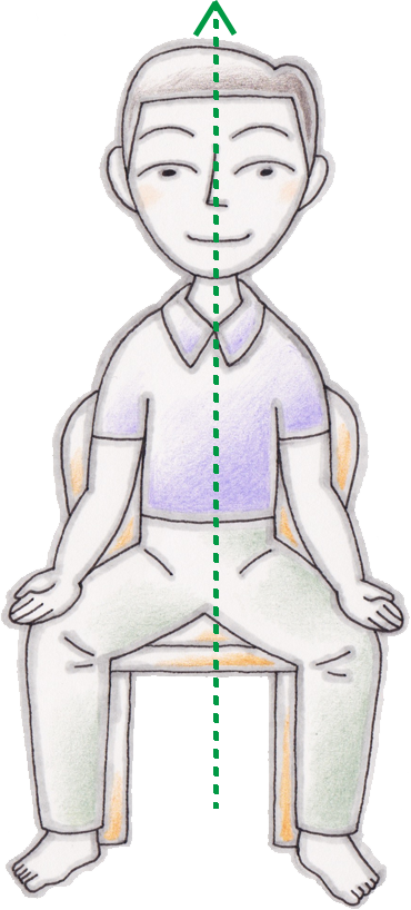 マインドフルネス瞑想の姿勢：椅子、垂直、両手、両足